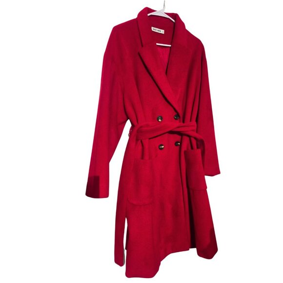 Women's Red Pea Coat Jacket Size XL Womens Extra Large Grace Karin - Picture 2 of 7